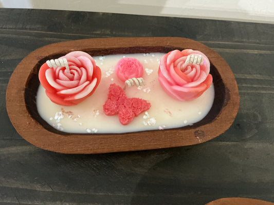 Wooden rose candles